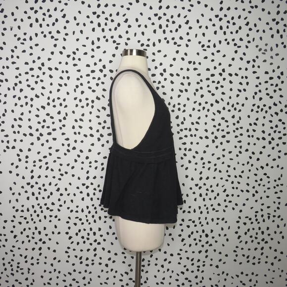 Free People Black Zinia V-Neck Peplum Hem Tank Top - Picture 7 of 10